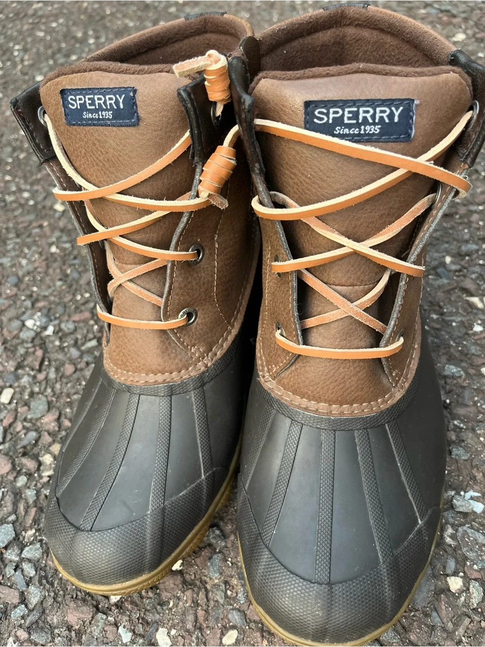 Sperry Waterproof Duck Boots Women’s Size 7M Brown Leather STS80524 EUC